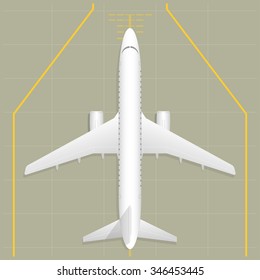 Airplane. Top view. Vector illustration. EPS 10, opacity