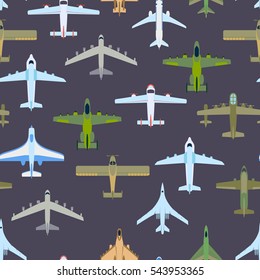 Airplane top view vector pattern.