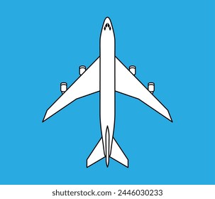 Airplane - Top view, White color, Included outline