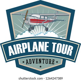 Airplane tour icon, label design