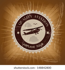 airplane tour over vintage background vector illustration 