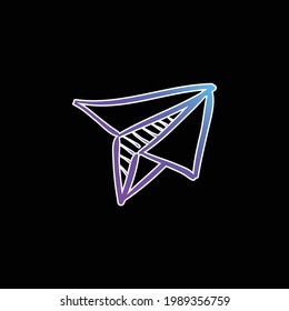 Airplane Toy Of Folded Paper blue gradient vector icon