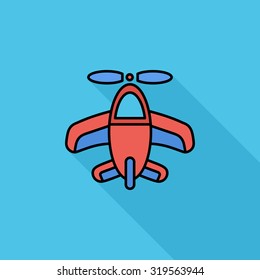Airplane toy icon. Flat vector related icon with long shadow for web and mobile applications. It can be used as - logo, pictogram, icon, infographic element. Vector Illustration.