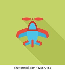 Airplane toy icon. Flat vector related icon with long shadow for web and mobile applications. It can be used as - logo, pictogram, icon, infographic element. Vector Illustration.