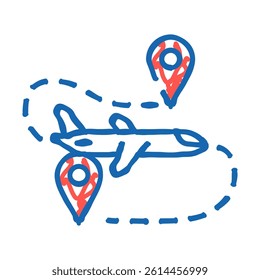 airplane track map location doodle icon sketch vector. airplane track map location sign. isolated symbol illustration