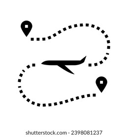 airplane track map location glyph icon vector. airplane track map location sign. isolated symbol illustration