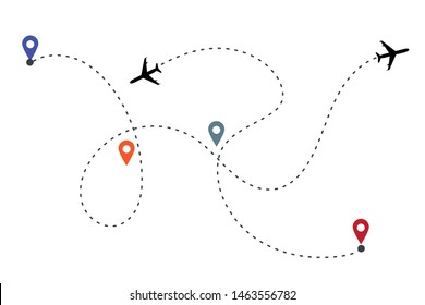 Airplane with track on white background Illustration