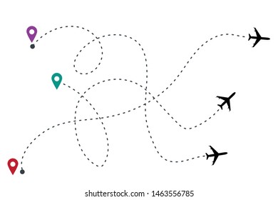 Airplane with track on white background Illustration