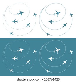 Airplane traffic around the world - vector illustration