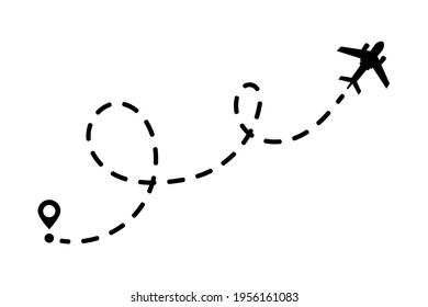 Airplane and its trail on a white background. Vector illustration.