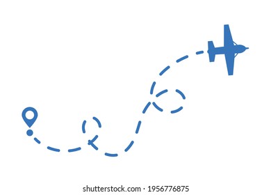 Airplane and its trail on a white background. Vector illustration.