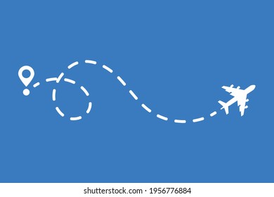 Airplane and its trail on a white background. Vector illustration.