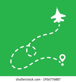 Airplane and its trail on a white background. Vector illustration.