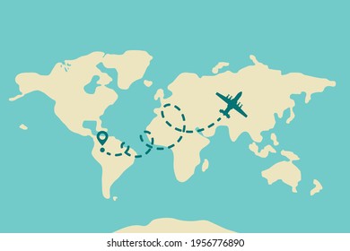 Avión y su rastro en un fondo blanco. Ilustración vectorial.