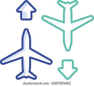 Airplane Transfer outline color vector illustration