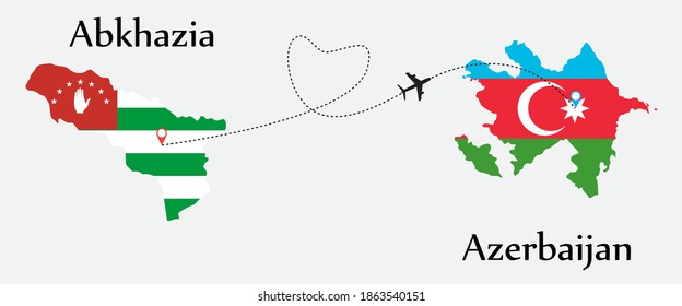 Airplane transport from Abkhazia to Azerbaijan. Concept a good tour travel and business of both country.