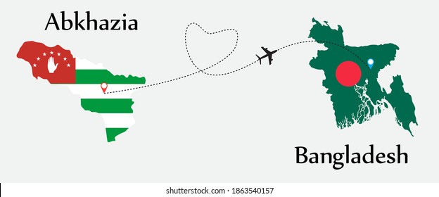 Airplane transport from Abkhazia to Bangladesh. Concept a good tour travel and business of both country.