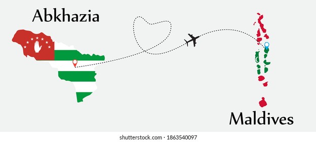 Airplane transport from Abkhazia to Maldives. Concept a good tour travel and business of both country.