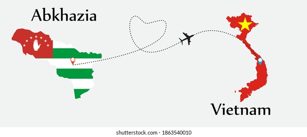 Airplane transport from Abkhazia to Vietnam. Concept a good tour travel and business of both country.