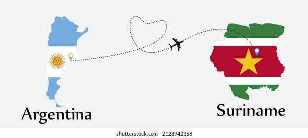 Airplane transport from argentina to Suriname. Concept a good tour travel and business of both country.
