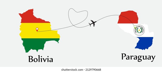 Airplane transport from Bolivia to Paraguay. Concept a good tour travel and business of both country.