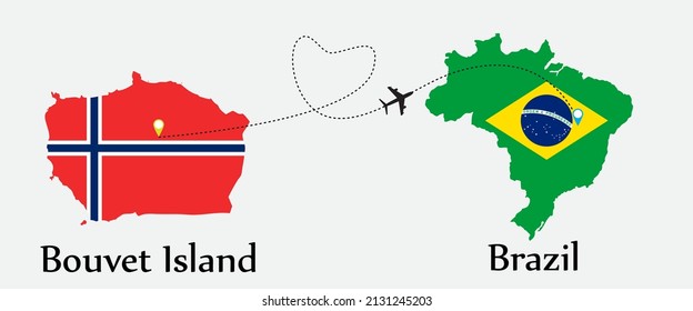 Airplane transport from Bouvet Island to Brazil. Concept a good tour travel and business of both country.