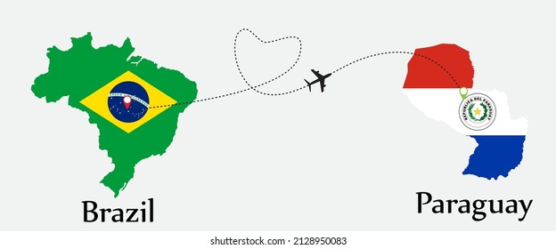 Airplane transport from Brazil to Paraguay. Concept a good tour travel and business of both country.
