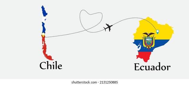 Airplane transport from Chile to Ecuador. Concept a good tour travel and business of both country.