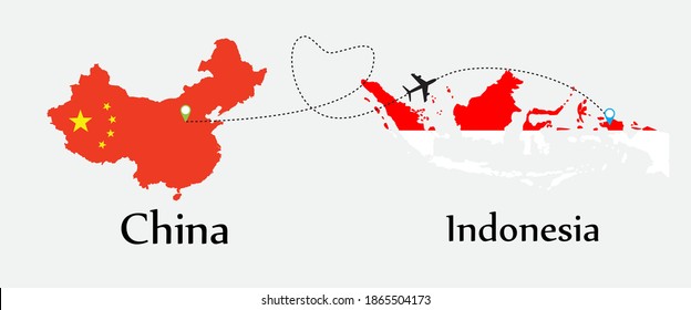 Airplane transport from China to Indonesia. Concept a good tour travel and business of both country.
