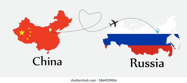 Airplane transport from China to Russia. Concept a good tour travel and business of both country.