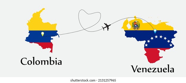 Airplane transport from Colombia to Venezuela. Concept a good tour travel and business of both country.