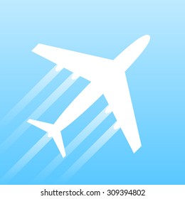 Airplane transport concept, 2d vector design on gradient background, eps 8