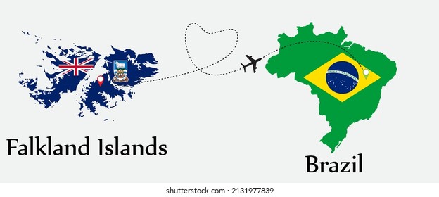 Airplane transport from Falkland Islands to Brazil. Concept a good tour travel and business of both country.
