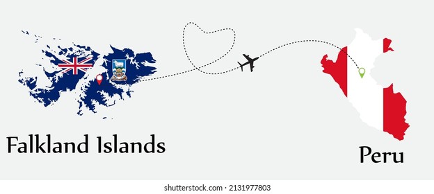Airplane transport from Falkland Islands to Peru. Concept a good tour travel and business of both country.