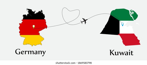Airplane transport from Germany to Kuwait. Concept a good tour travel and business of both country. EPS.file.