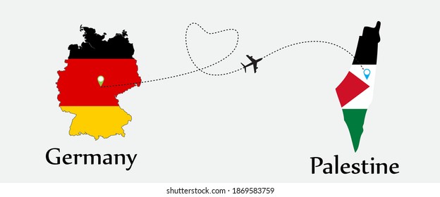 Airplane transport from Germany to Palestine. Concept a good tour travel and business of both country. EPS.file.