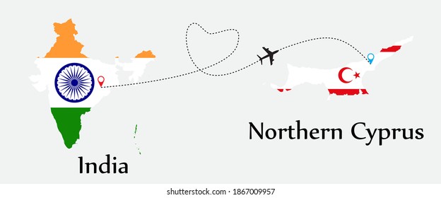 Airplane transport from India to Northern Cyprus. Concept a good tour travel and business of both country.