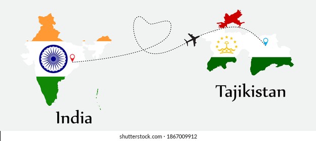 Airplane transport from India to Tajikistan. Concept a good tour travel and business of both country.