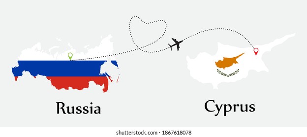 Airplane transport from Russia to Cyprus. Concept a good tour travel and business of both country.