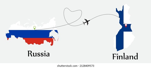 Airplane transport from Russia to Finland. Concept a good tour travel and business of both country.