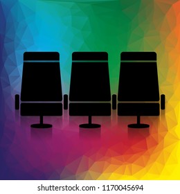 Airplane Transport seats sign illustration. Vector. Flat style black icon on white.