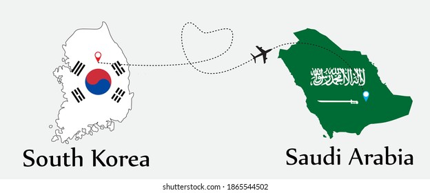 Airplane transport from South korea to Saudi Arabia. Concept a good tour travel and business of both country.