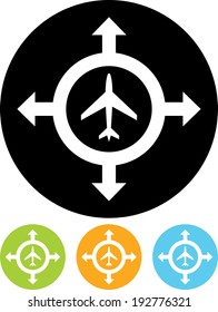 Airplane transportation travel destinations vector icon