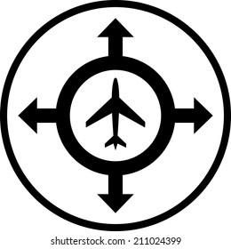 Airplane transportation travel destinations vector icon