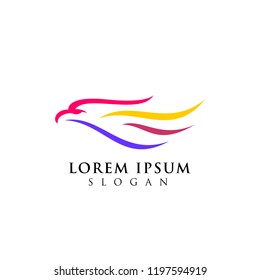 airplane travel agency logo design in colorful style with an eagle head illustration