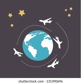 Airplane travel around the round