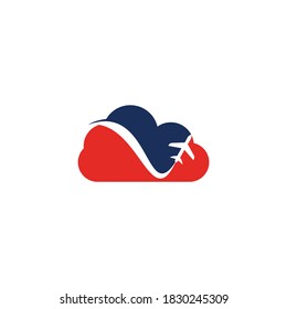 Airplane & Travel cloud shape concept Logo. Icon & Symbol Vector Template.