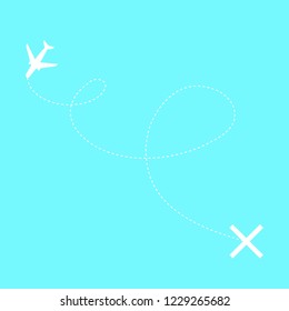 Airplane travel concept ,route dash line on white background. Vector EPS10