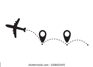 Airplane travel concept ,route dash line on white background. Vector