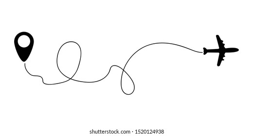 Airplane travel concept ,route dash line on white background. VectorDotted line motion of the aircraft.